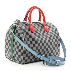 LOUIS VUITTON Damier Speedy Bandouliere 30 Black White